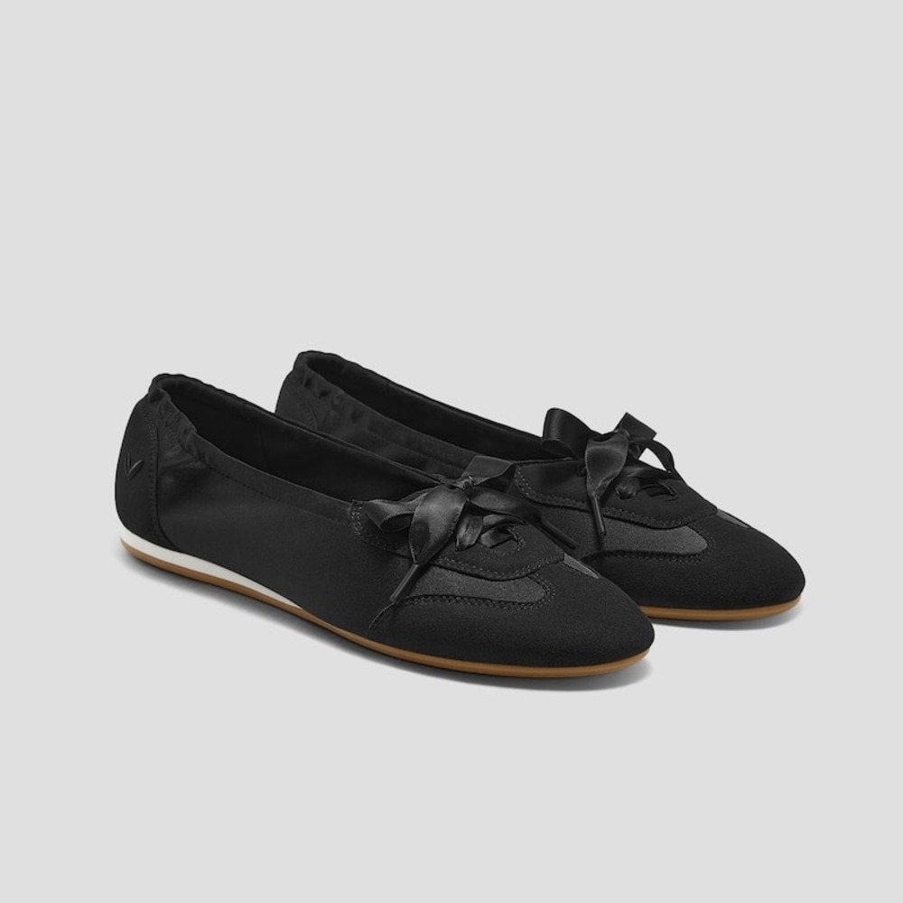 VIVAIA Yanka Black Satin Lace-Up Flats Women's US 7.5 / EU 38.5 NIB - Picture 2 of 9
